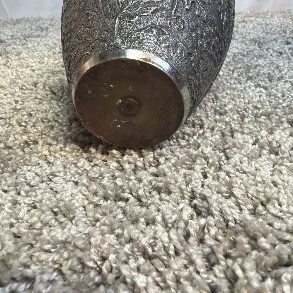 Vintage HTF Brass Engraved, Etched Vase - 6.5